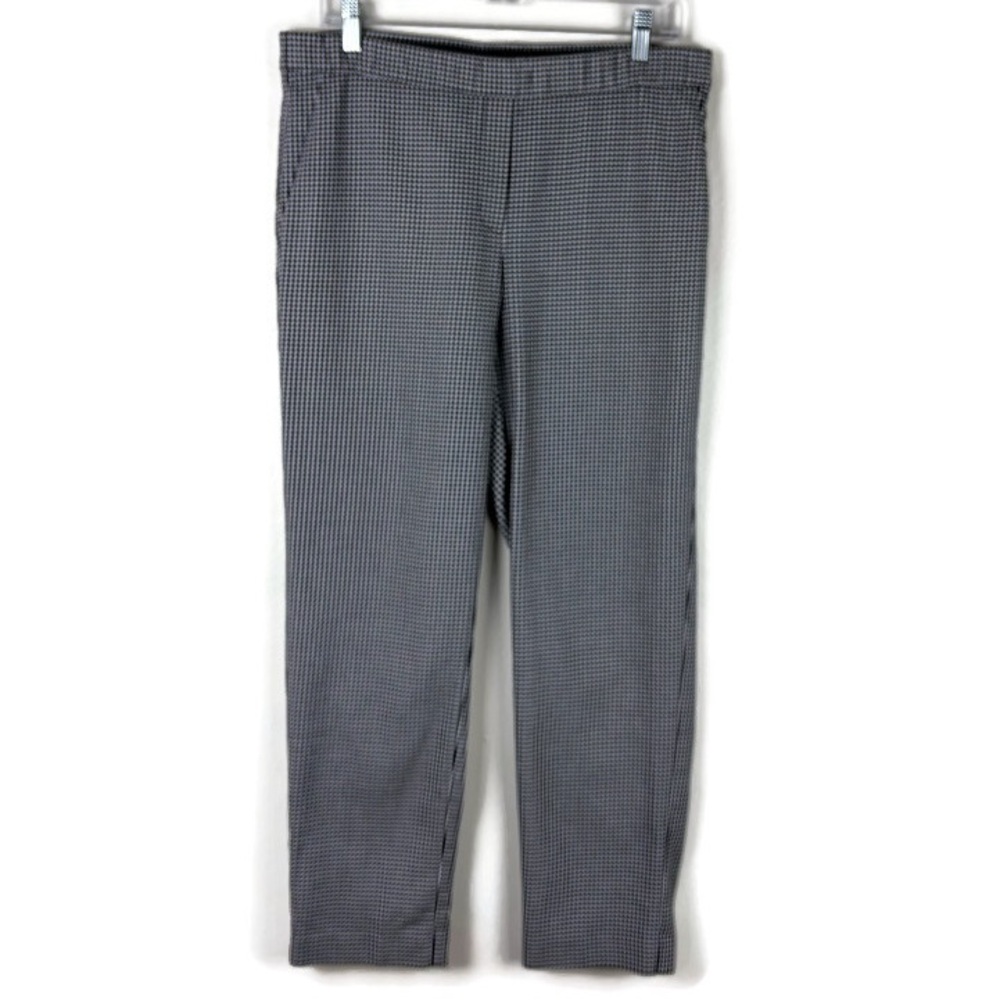 J. Jill Gingham Check Pull On Cotton Trouser Pants in Black/White